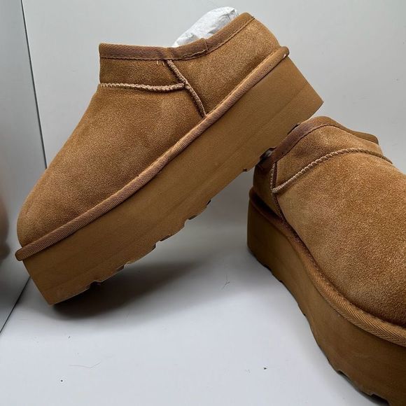 CUSHIONAIRE Women's Genuine Suede Cozy Mule Platform +Memory Foam 8 CHESTNUT - Picture 7 of 7